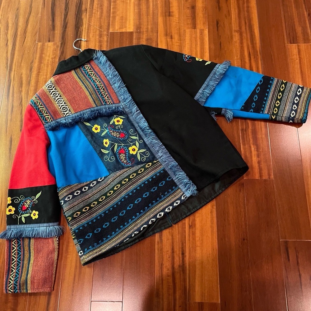 Julia Kim Multicolor Jacket Patchwork Floral Embr… - image 3